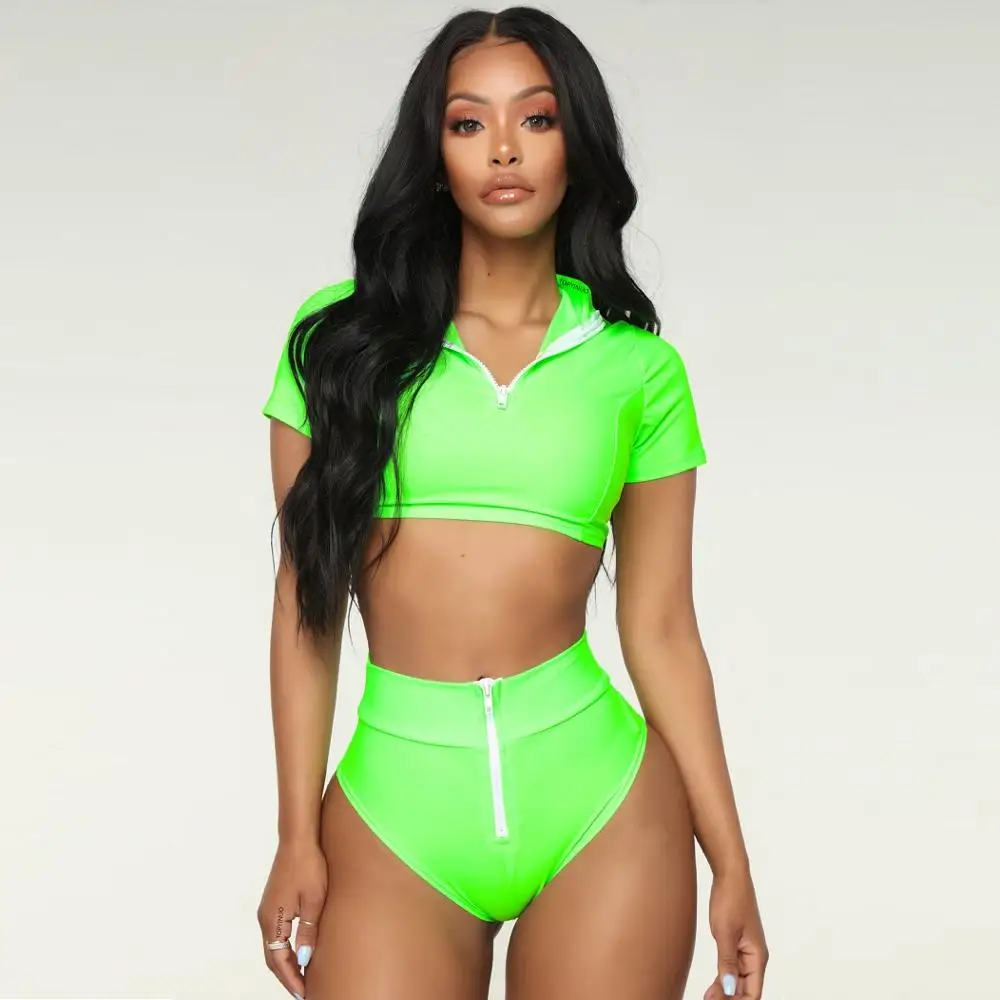 

FREE SHIPPING bathing suits custom 2019 woman Zip beachwear women swimwear sexy bikini swimwear women sexy bikini, Yellow;green;red;black;white