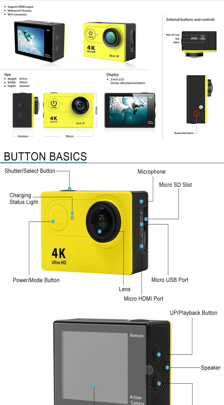 Full 1080p Ultra Hd 4k Action Camera Be Unique Wifi Waterproof Sport 