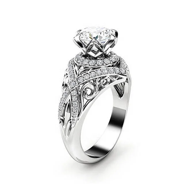 

New Crystal Ring Jewelry Cubic Zirconia Wedding Rings for Women anillos mujer Dropship European Ladies Geometric Jewelry