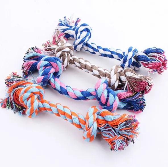 

Pets Dogs Supplies Puppy Cotton Chew Knot Toy Durable Braided Bone Rope 17CM Funny Tool Random Color