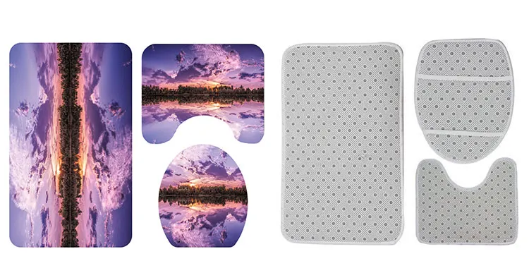 Scenery printed Amazon Custom print  Anti Slip Bath Mat and Shower Curtain Set