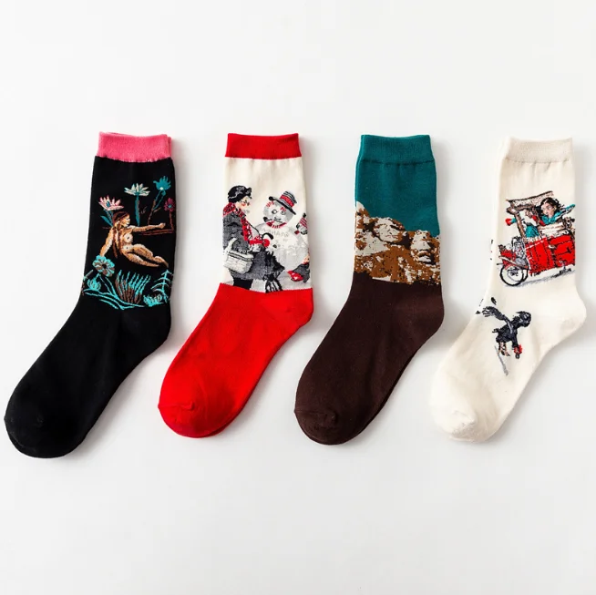 

Wholesale Crew Socks Casual Cotton Printed Knit Comfy Dress Socks for Women Men Lovers socks