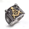 Masonic mens ring, stainless steel gold/black silver jewelry rings