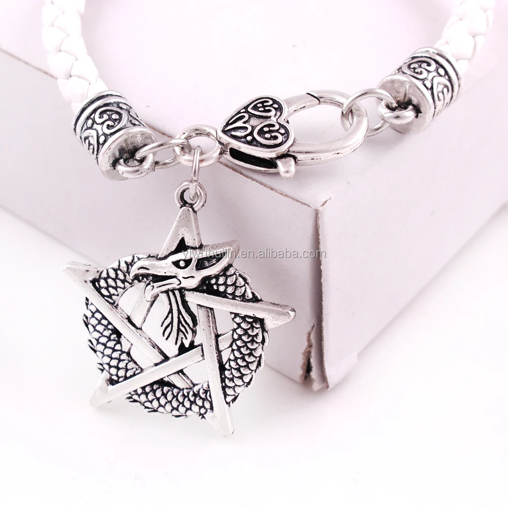 

Fashion vintage Silver Dragon Pentacle bracelets for Good Health and Renewal