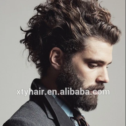

Best Seller for 100% European human hair replacement curl men hair toupee