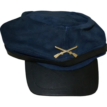 Hmb-904b Leather Suede Civil War Russian Style Cap Military Hats Black ...