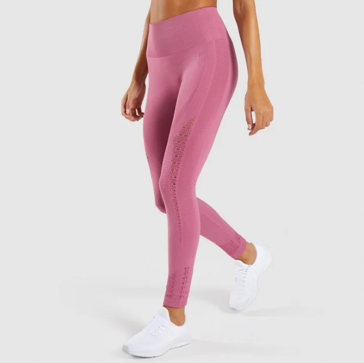 

Wholesale Seamless High Waist Hollow Mesh Stretch Yoga Leggings Butt Lift Pants Athleisure Elastic Pants, As pictures