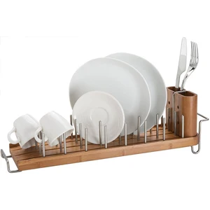 Image of Kitchen Organizer Bamboo Wooden Sink Dish Rack