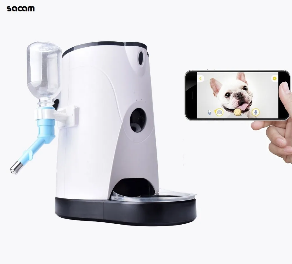 

App-enabled Remote Automatic Feeder Pet Camera Dog Cat Food Dispenser Water Feeding Wireless Video Monitor with HD WiFi Camera, N/a