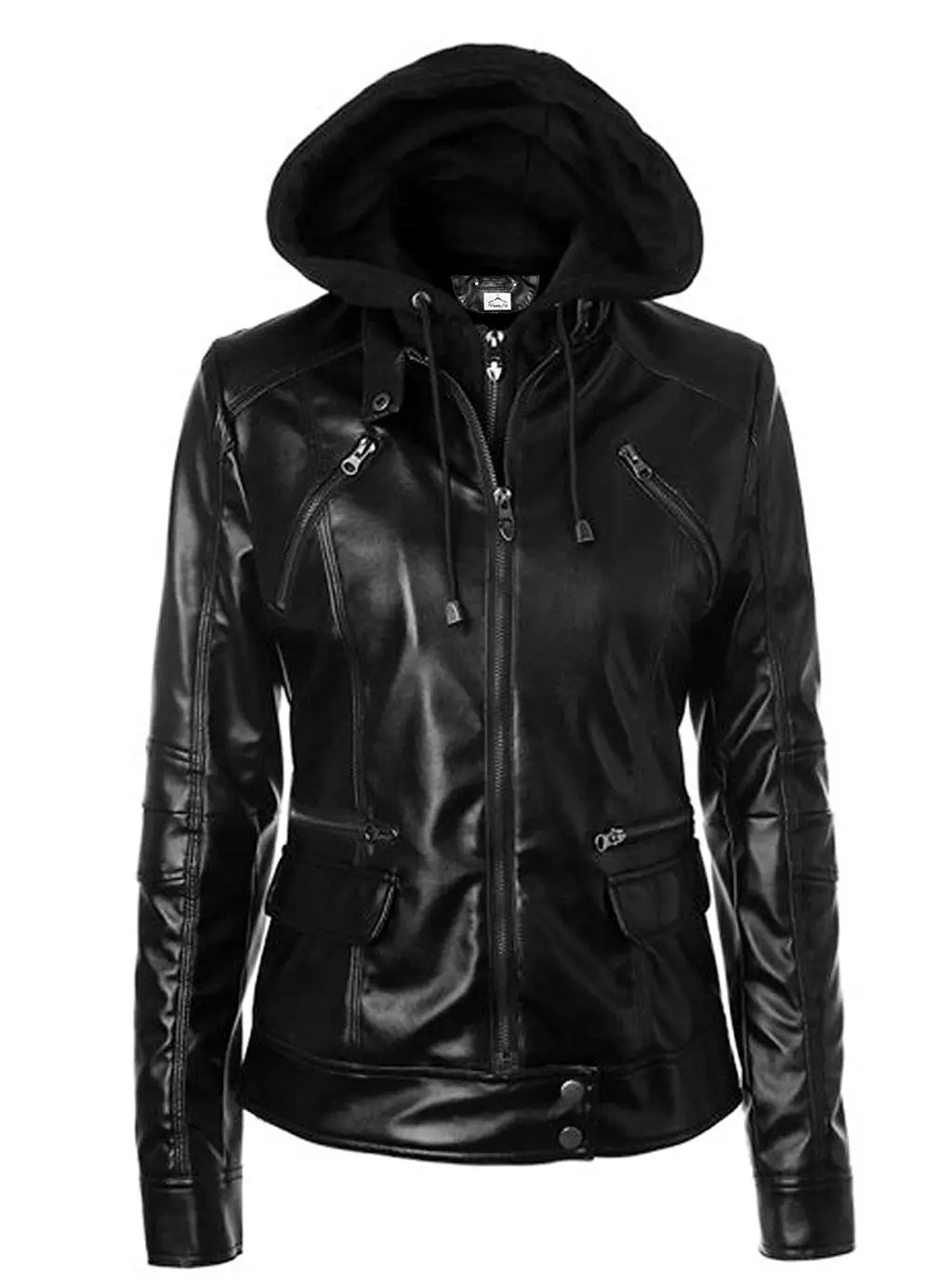 plus size leather jacket with hoodie