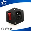 3 pins inlet AC power socket with fuse holder and rocker switch