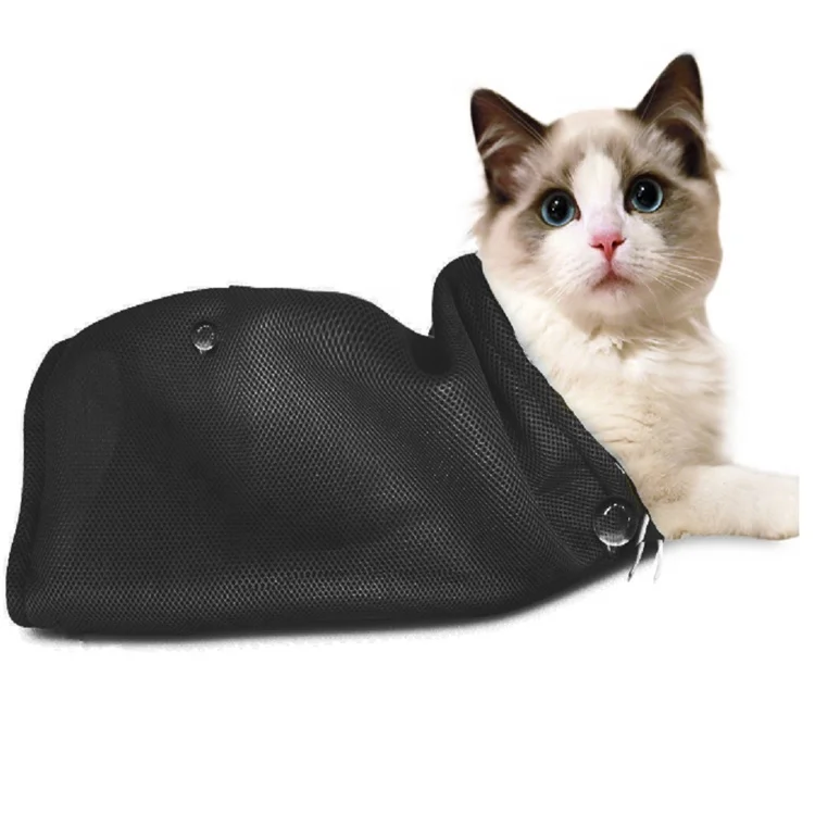 Wholesale Soft Mesh Pet Cat Grooming Bag Bathing Injecting Examining Nail Trimming Cat Restraint Bag
