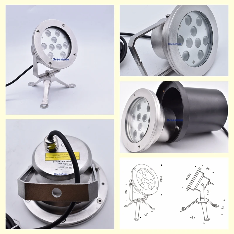 Dmx512 Rgb Led Spot Light 24v 27w Ip68 Stainless Steel Spotlights Water ...