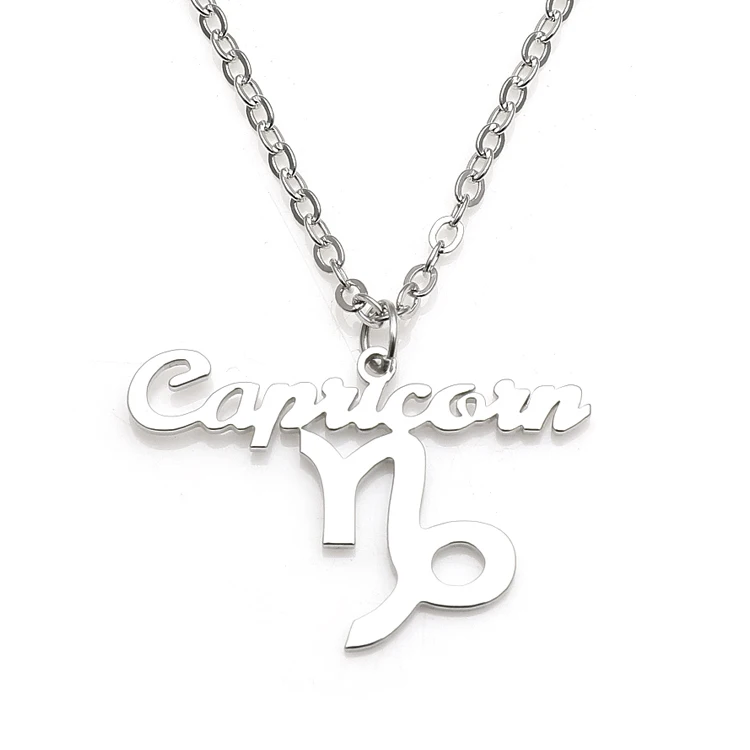 

Capricornus Zodiac Sign Pendant Necklace Elegant Rhodium plated Horoscope Astrology Necklace