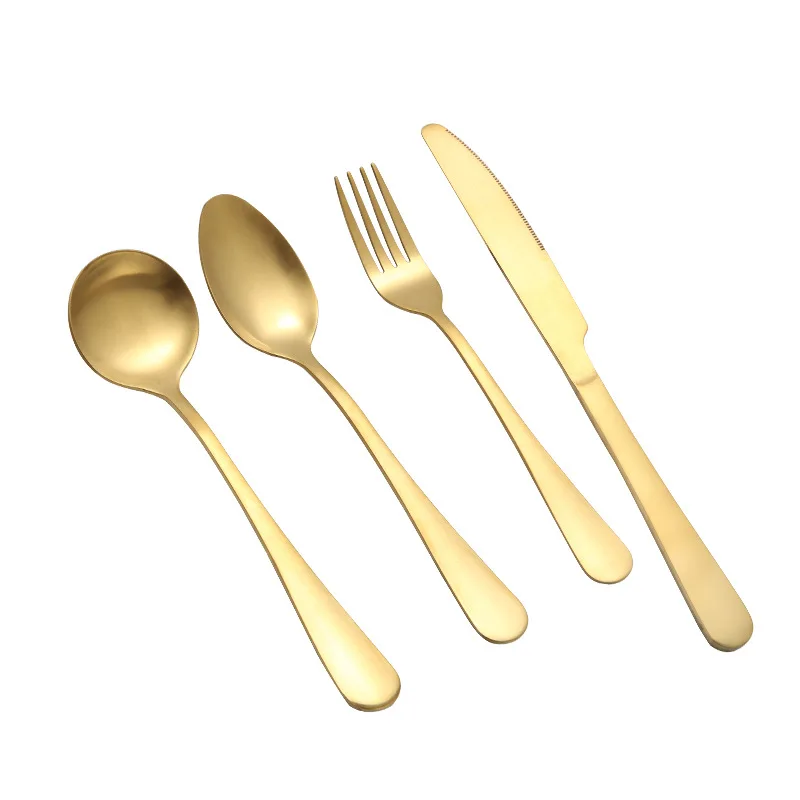 

Factory Sales Directly 4pcs set Stainless Steel Flatware Metal Spoons Gold Cutlery set or bulk, Sliver