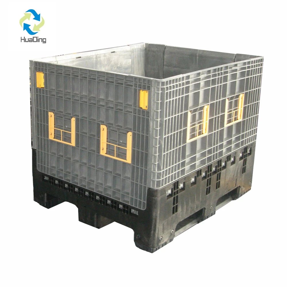 Heavy Loading industry Plastic Pallet Boxes Plastic Foldable Bins Collapsible Bulk Container with Lid