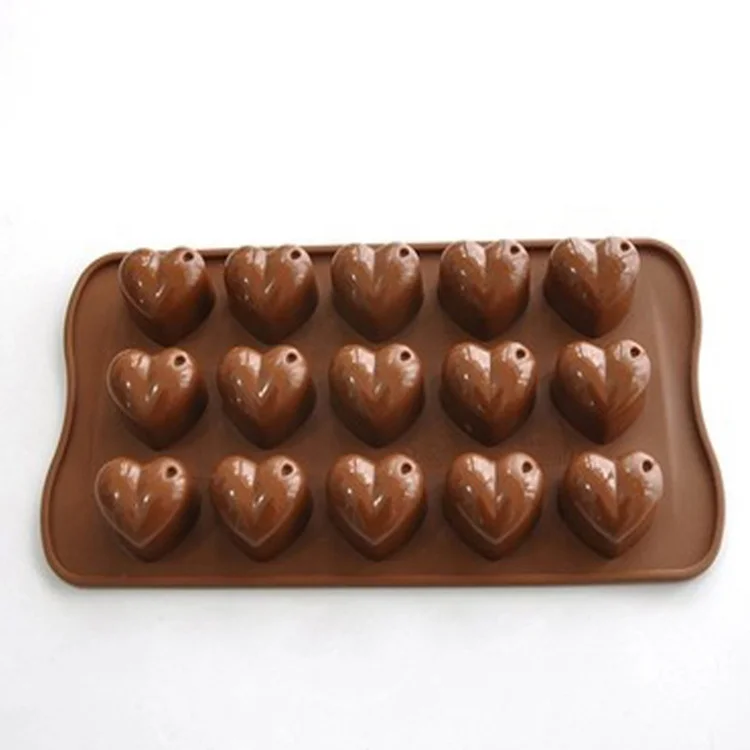 

Best selling Food Grade Heart Shaped 15 Cavity Silicone Cake Mould, Red