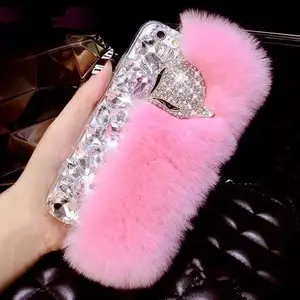 Luxury Diamond Bling Fox Rabbit Fur Phone Case iPhone Max