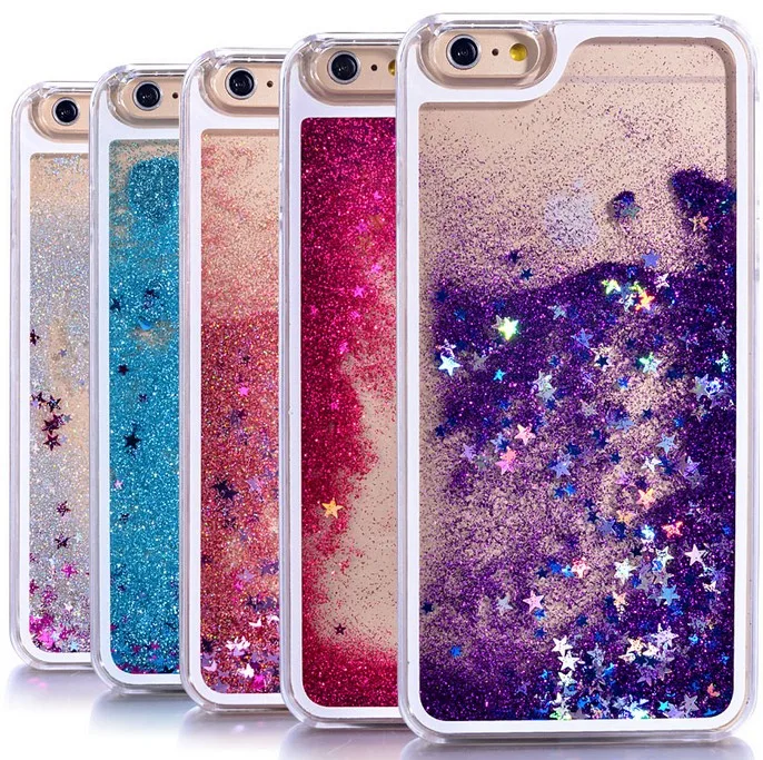 

Hot Transparent Phone Case Glitter Stars Dynamic Liquid Quicksand Hard Case Back Cover Forfor iphone 6 plus 6s plus