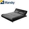 Factory direct sale double size bed white leather led lighting bed with music