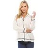 2018 Wholesale Fall And Winter Women White Cashmere V-Neck Cardigan Sweater Ladies Wool Flat Knit Button-Up Cardigan