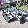 Hot Sale Wicker Dining Tables With 8 Chairs Rattan Garden Restaurant Furniture