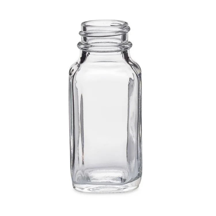 

2 Oz Clear Glass French Square Bottle With 28-400 Neck