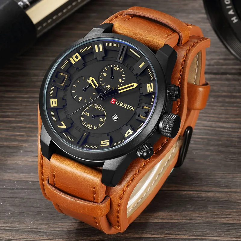

CURREN 8225 Watch Men Military Quartz Watch Mens Watches Top Brand Luxury Leather Sports Wristwatch Date Clock 8225