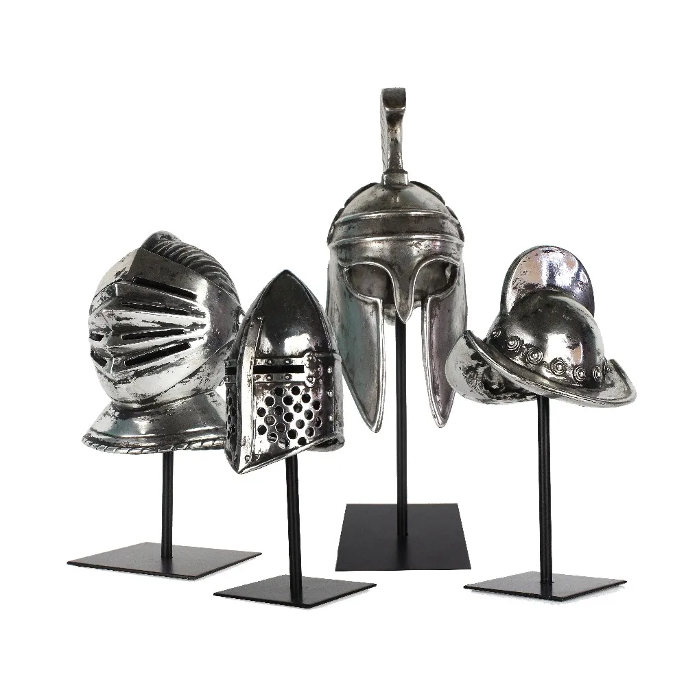 Resin Medieval Armor Silver Roman Soldier War Helmet Home Decor factory