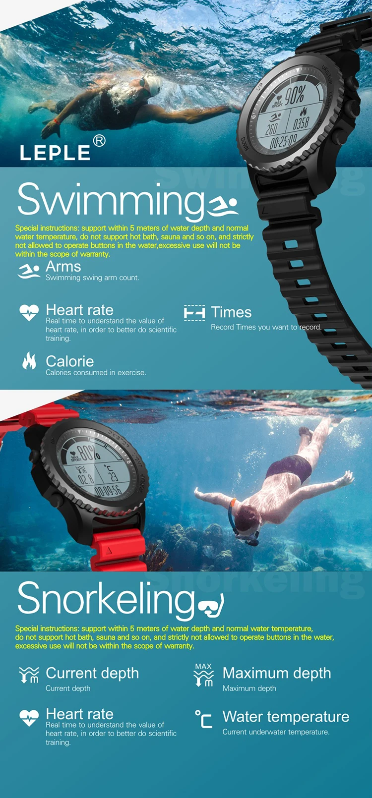 IP68 Waterproof 500mah New Product Swimming Sport Watch Fitness Tracker 