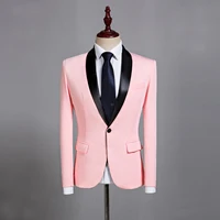 

PYJTRL Mens Classic Black Shawl Lapel Pink Casual Blazer DJ Party Stage Singer Wedding Grooms Slim Fit Suit Jacket Costume Homme