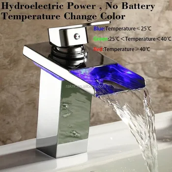 Waterfall Spout Bathroom Sink Faucet Mixer Tap Led Color Changing