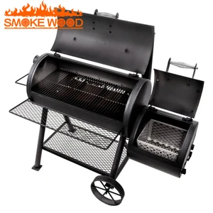 Image of Commercial design Outdoor Heavy duty Barrel shaped Charcoal BBQ barbecue Grill Smoker