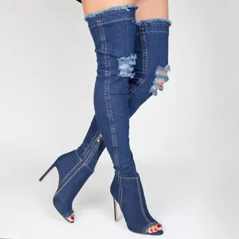 long boots on jeans