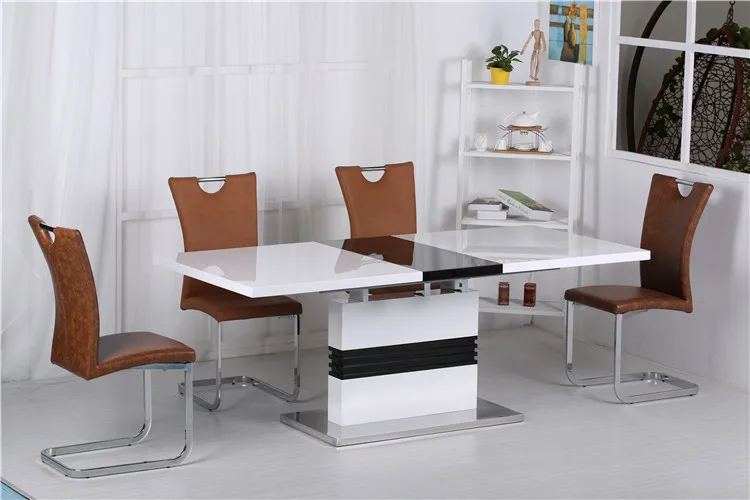 Dining Room Furniture High Gloss Extension MDF Dinning Table Set