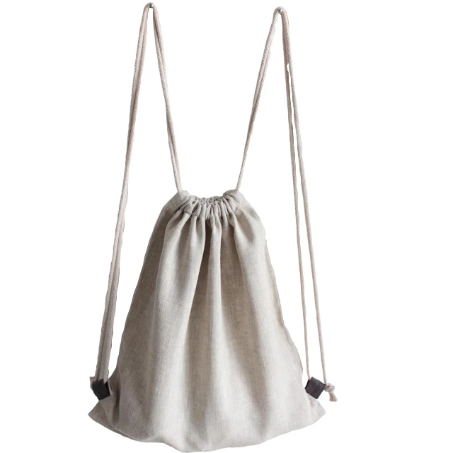 

Travel Bag Tea Student Knapsack Sport Summer Gym Natural Children Back Pack Linen Drawstring Backpack