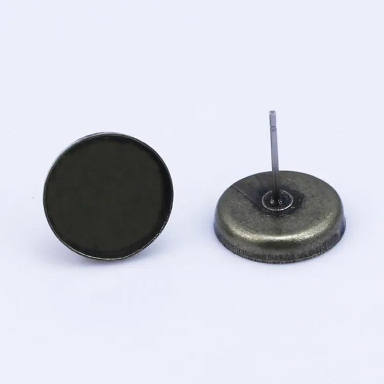 

Beadsnice ID 22789 brass stud earring post round cabochon setting with steel pin for jewelry making