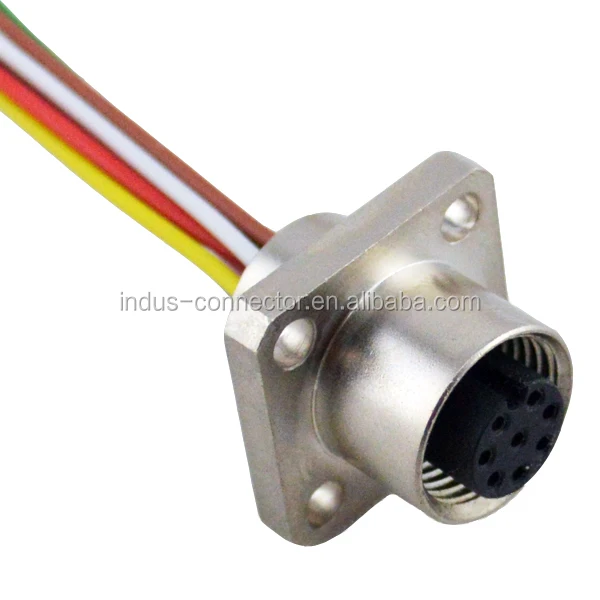 Straight Female Panel Mount Flange Type 8pole M12 Connector Compatible Phoenix Connector Buy