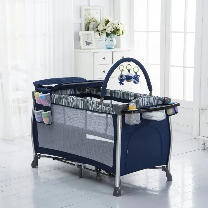 Moveable And Foldable Infant Playpen Crib Folding Baby Playpen With