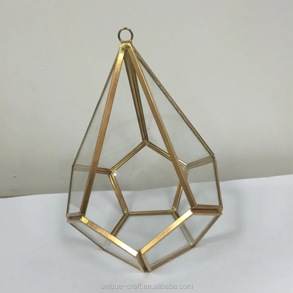 Black Silver Gold Polyhedron Prism Glass Geometric Terrarium Wholesale for Succulent Air Plant Flower Pot Use