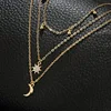Europe and the United States foreign trade jewelry fashion alloy multi-angle stars moon three layer necklace pendant
