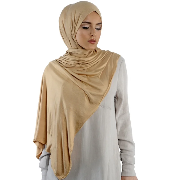 Solid Color Jersey Women Hijab Arab Plain Jersey Scarf Islamic Muslim 