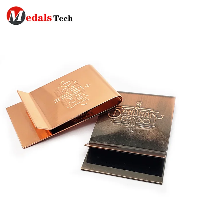 Dongguan 2021 new style mens popular metal 304 stainless steel fold pocket blank money clip leather