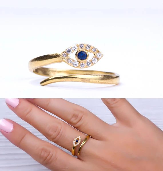 2017 high quality stylish jewelry tiny cute girl women micro pave cz evil eye ring