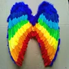 Newest design high quality fancy dress party rainbow feather wings