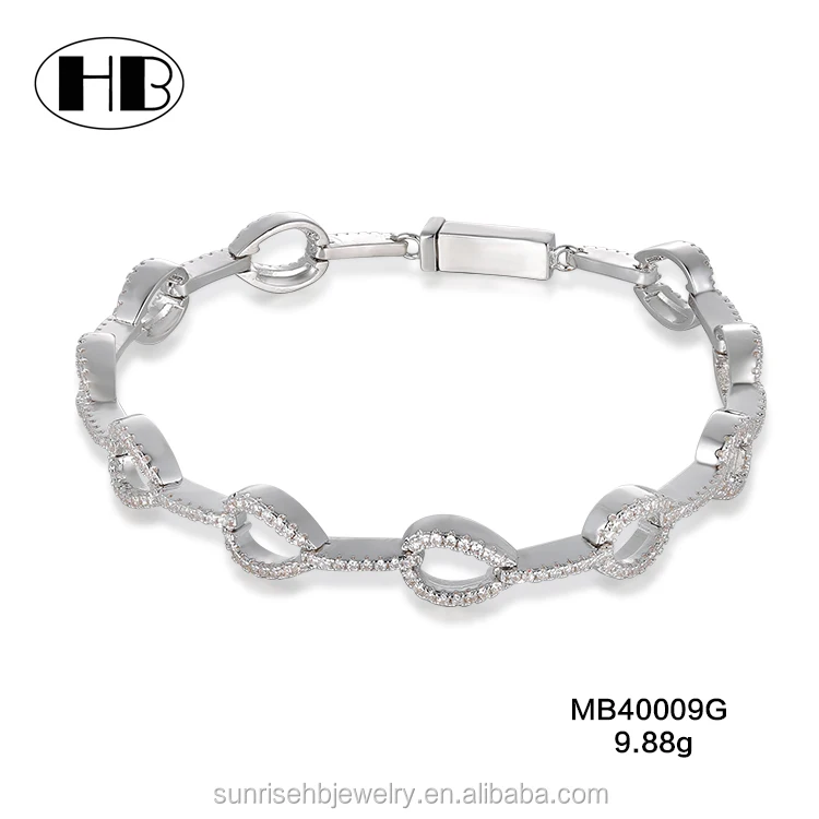 

Wholesale white gold plating bracelet zircon stone jewelry custom metal wedding bangle bracelet factory price jewelry for women