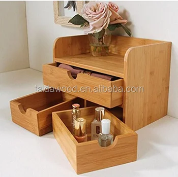 Desktop Organizer 3 Tier Mini Desk Makeup With Drawers Desktop Organizer 3 Tier Mini Desk Makeup With Drawers Bamboo Brown
