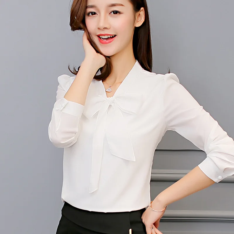 

Pretty Bow Office Ladies Sexy Pink White women fashion tops and blouses