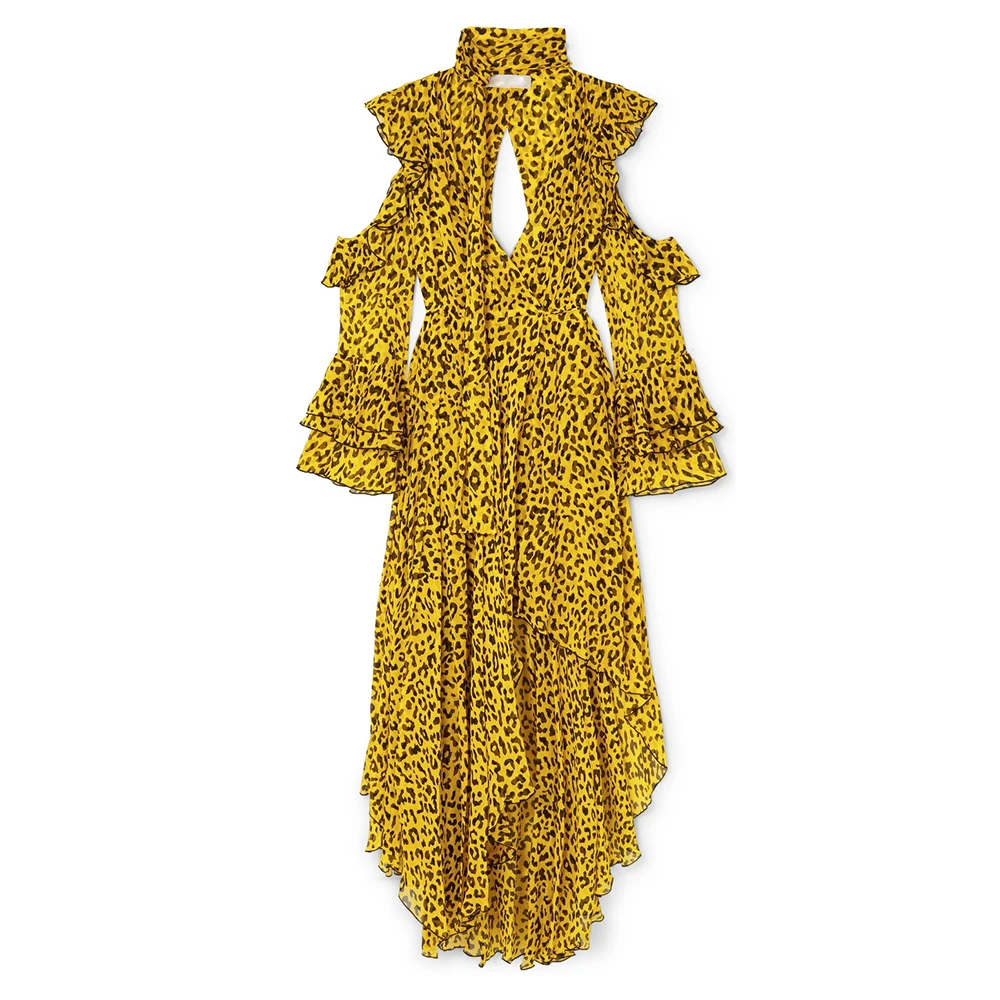 yellow leopard print dress