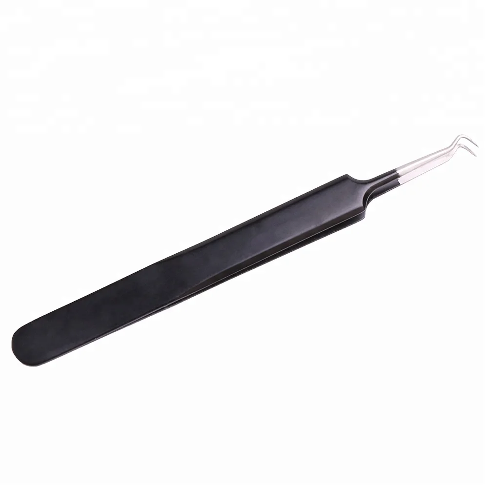 

Professional grade stainless steel slanted black tweezer for eyebrows ingrown hair, Pink/ black/ custom